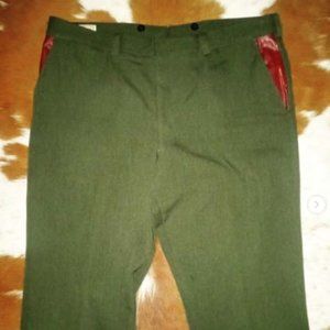 Vintage Unworn LL Bean Wool Hunting Pants 40x29.5 Leather Accents